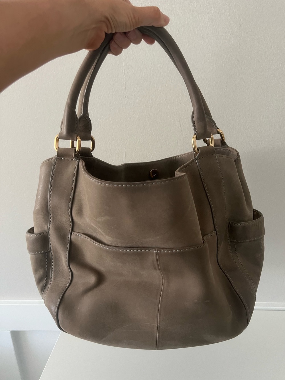 J.Crew Collection 100% Leather Taupe Slouchy Hobo Shoulder Bag